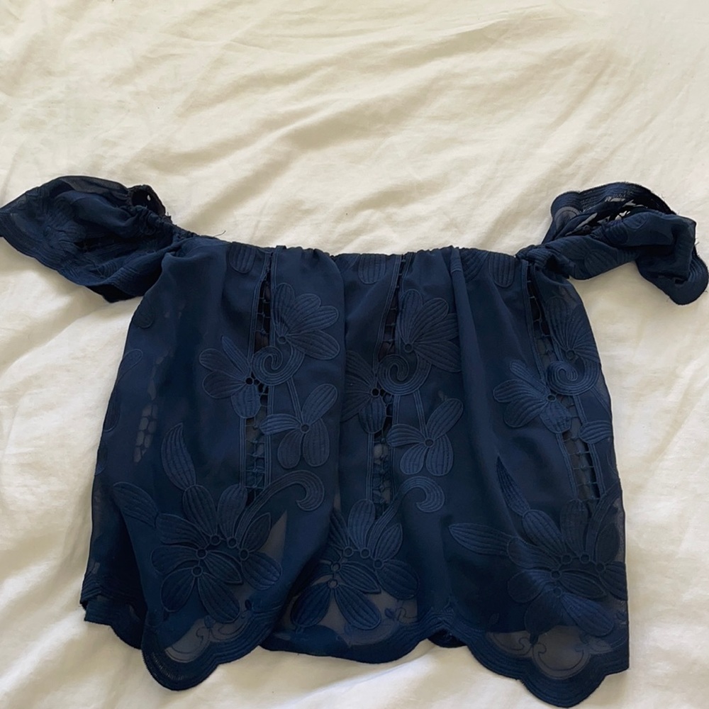 Lovers and Friends - Navy Blue off the shoulder